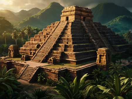 The Pyramid of Kukulkan in Chichen Itza, Mexicoの素材