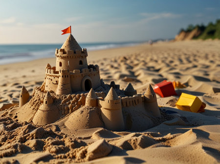 Sandcastle on the beach. Sandcastle on the beach. Sandcastle on the beach.の素材