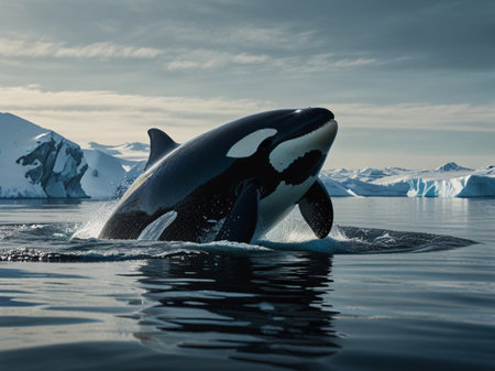 Beautiful killer whale swimming in the ocean. 3D Renderingの素材
