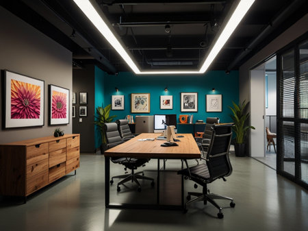 Interior of a modern office. 3d rendering, 3d illustration.の素材