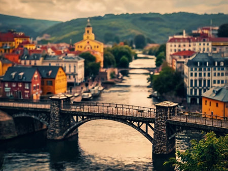 Old bridge over the Neckar river in Heidelberg, Germanyの素材