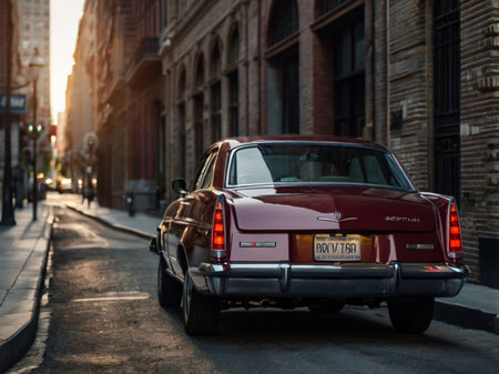 Old American car in San Francisco, California.の素材