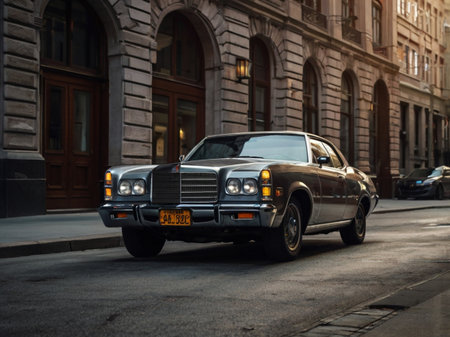 Old classic car Cadillac Eldorado in Krakow, Poland.の素材