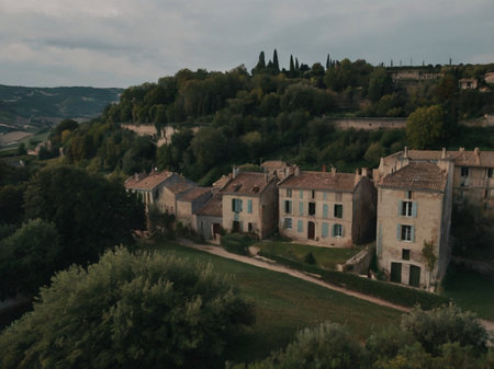 Aerial view of the village of Montalcino, Tuscany, Italyの素材
