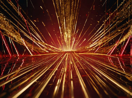 abstract background with christmas lights and golden bokeh effectの素材