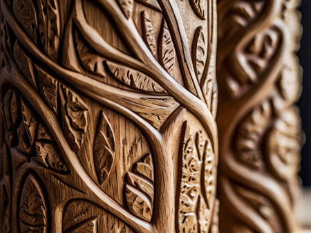 Wooden decorative element in the form of a carvings.の素材