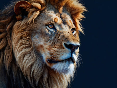 Portrait of a male lion (Panthera leo)の素材