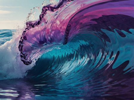 Splash in the sea. Blue and purple colors. Abstract backgroundの素材