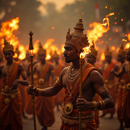Unidentified Hindu devotees perform a religious ritual in Kolkata.の素材
