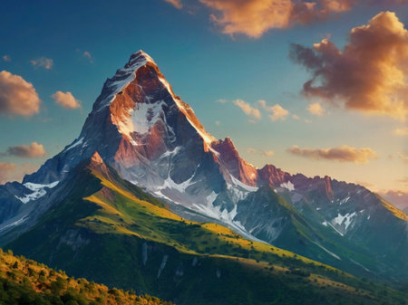 Matterhorn peak at sunrise, Zermatt, Switzerland.の素材