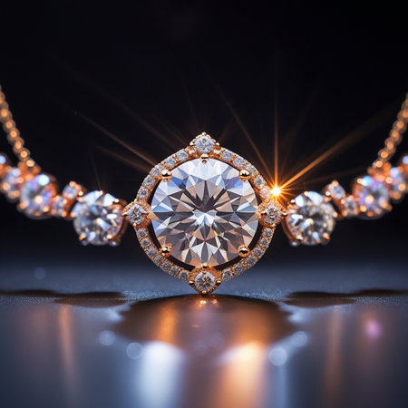 Luxury diamond earrings on black background. Jewelry backgroundの素材