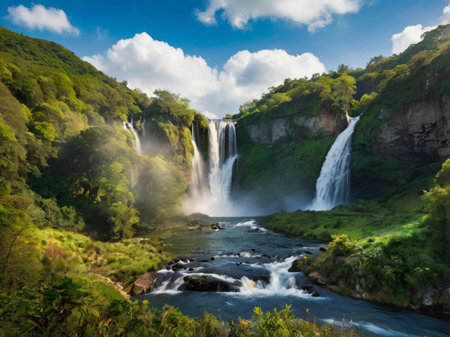 Panoramic view of the Skradinski Buk waterfall in Croatiaの素材