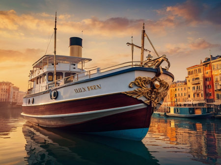 Tourist boat on the Grand Canal in Venice, Italyの素材