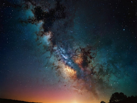 Milky way galaxy with stars and space dust in the universe.の素材