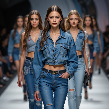 Models walk the runway at the SWIMMIAMI Gottex fashion show during Mercedes-Benz Fashion Week Swim in Miami Beach, Florida.の素材