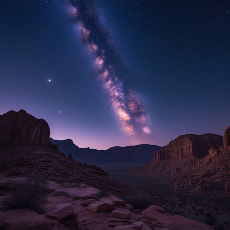 Milky Way over Monument Valley in Utah, United States of Americaの素材