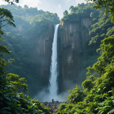 Waterfall in deep forest at Doi Inthanon National Park, Chiang Mai, Thailandの素材