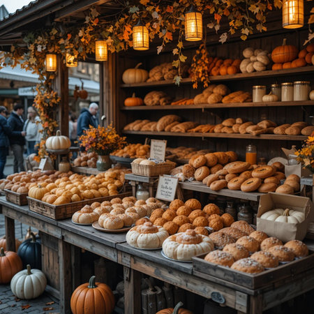 Autumn market in the old town of Riga, Latvia.の素材