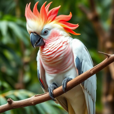 Cockatoo on a branch in a park, Thailand.の素材