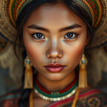 Portrait of a beautiful asian woman with creative make-upの素材