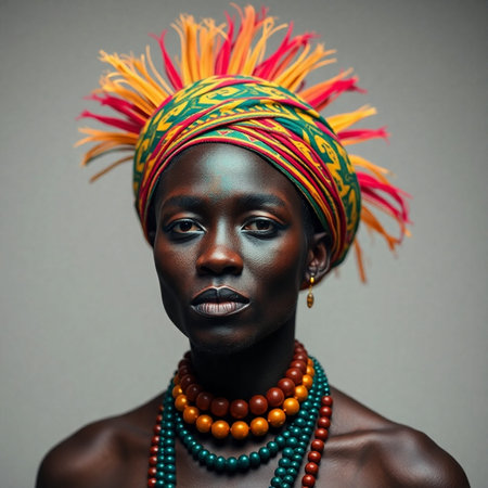 Beautiful african american woman with creative make-up.の素材