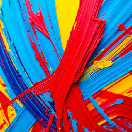 Colorful abstract background of acrylic paint splashing on a wooden surfaceの素材