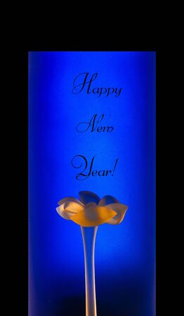Greeting card. Happy new year. Glass flowersの写真素材