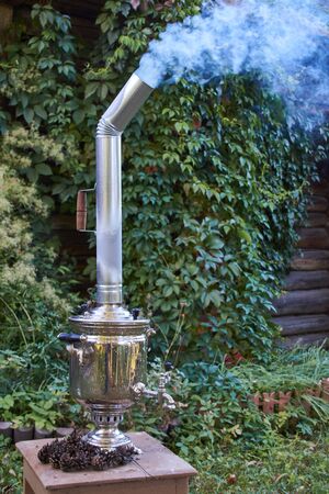 The samovar to boil water for teaの写真素材