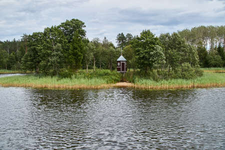 Panorama of lake Seliger from the bell towerの写真素材