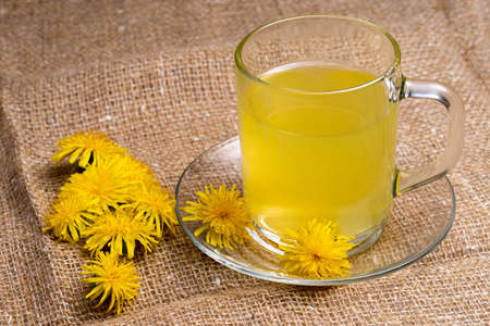 dandelion tea is good for your health. Selective focusの写真素材