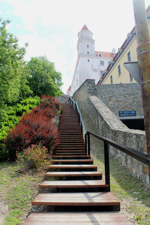 Stairs leading to Bratislava Castle - sightseeingのeditorial素材