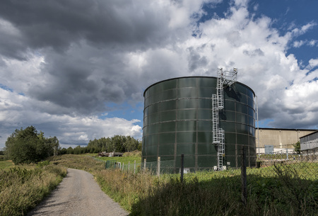 Organic feed processing factory near meadows in the Moravian Highlandsの写真素材