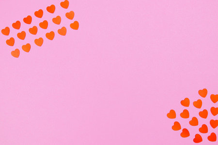 Circle frame Many small hearts with place for text for valentines day. Blue color love background.