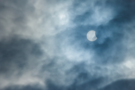 Partial Solar Eclipse on a Cloudy Day 20.03.2015の写真素材