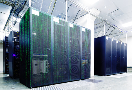 abstract futuristic server room with matrix codeの写真素材