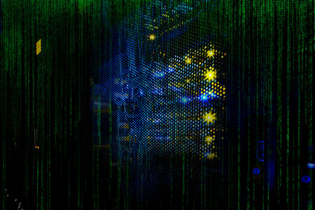 luminous panel of the mainframe in the dark