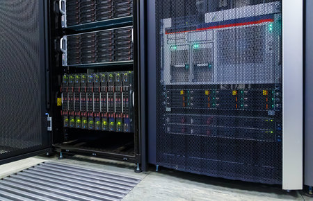 blade server server equipment rack data center closeup