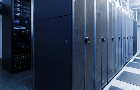 Front communication equipment with the innards in  series of data center equipmentの写真素材