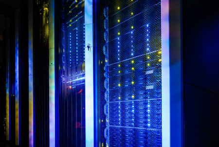 supercomputer disk storage in a series of data center equipmentの写真素材