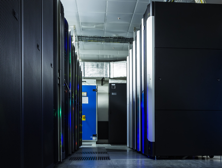 White Server Room Network communications server cluster in a server roomの写真素材