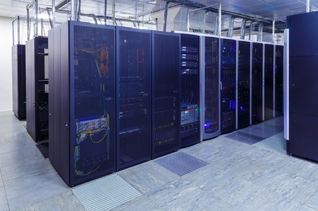 network server room with computers digital tv ip communications and internetの写真素材