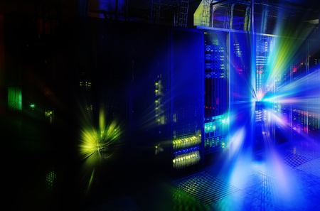 abstraction external flash supercomputers panel in server roomの写真素材