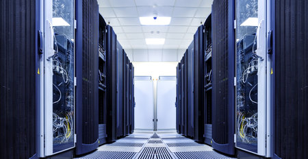 server room with modern equipment in data center