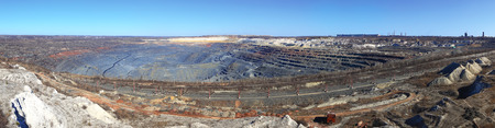 huge quarry iron ore mining Gubkin Russian Springの写真素材