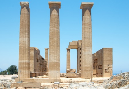Ancient Temple on The Beach of Greek Island of Rhodesの写真素材