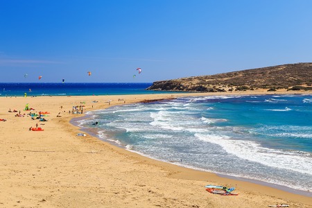 beach and beach Prasonisi, Kiss of the two seas. Connecting the Aegean and Mediterranean Seasの写真素材