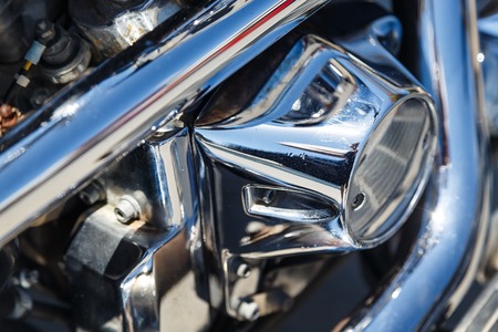 chrome shiny coating motorcycle engine close-up reflection shineの写真素材