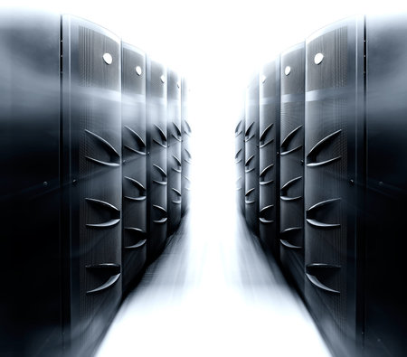 server room with modern mainframe equipment in the data center