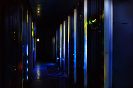 fantastic view of the mainframe in data center rowsの写真素材