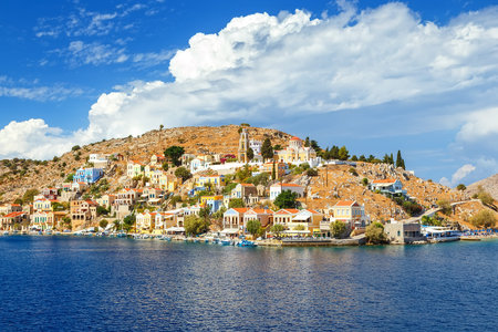 Beautiful summers day on the Greek island of Symi in the Dodecanese Greece Europe